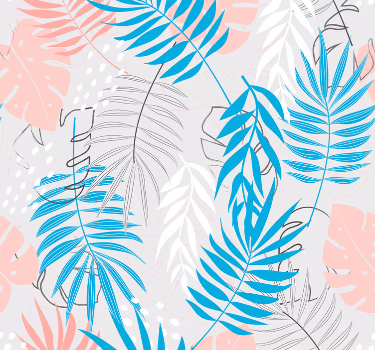 Papier peint avec feuilles tropicales pastelles - TenStickers