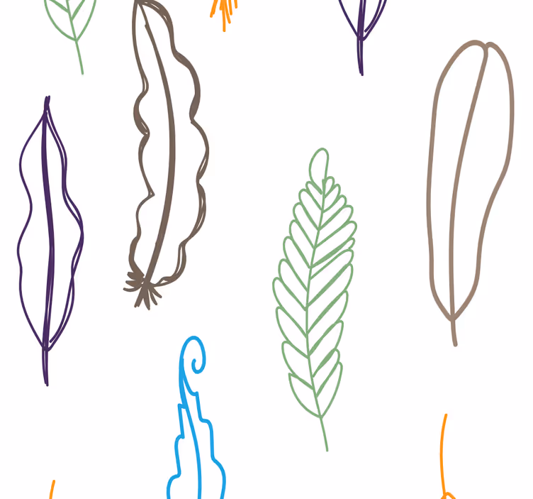 Papier peint feuillage esquisser des motifs de feuilles - TenStickers