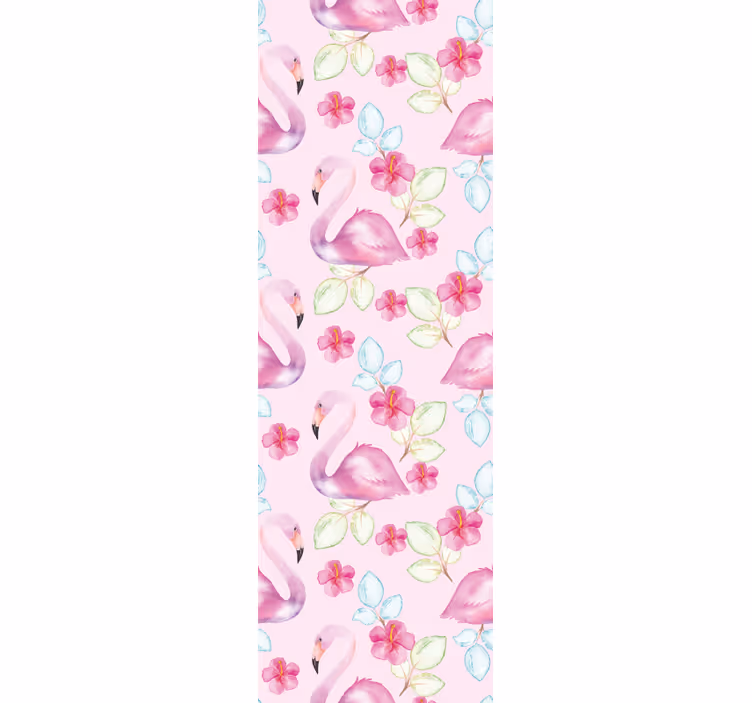Papier peint animaux flamants roses floraux - TenStickers
