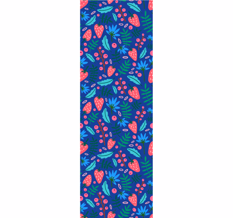 Papier peint feuillage motifs fleurs et fraises - TenStickers