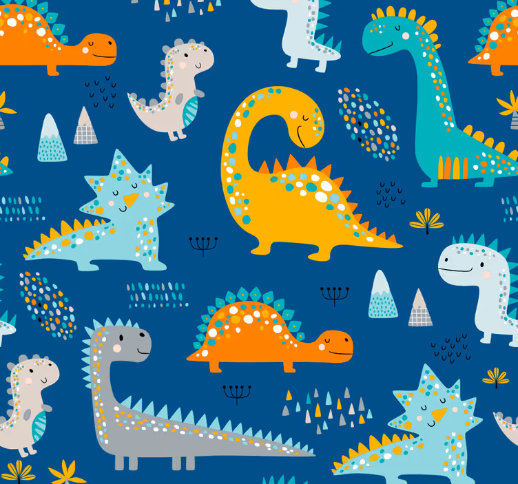 Papier peint dinosaures motif de reptiles préhistoriques - TenStickers