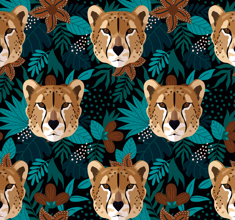 Papier peint animaux motif de guépard de la jungle - TenStickers