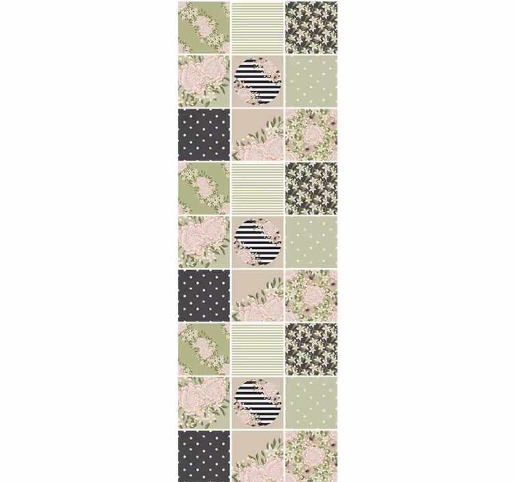 Papier peint fleuri motif patchwork floral - TenStickers