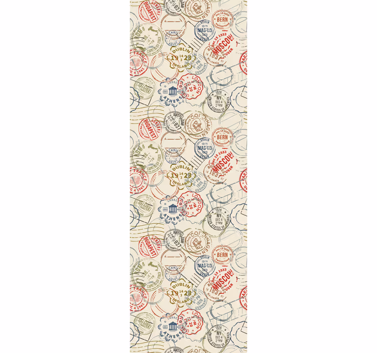 Papier peint ville collage de timbres de voyage - TenStickers