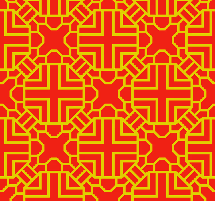 Papier peint rouge motif en treillis complexe - TenStickers
