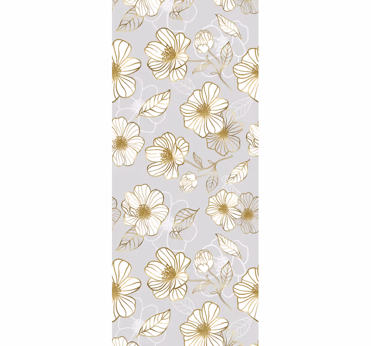 Papier peint fleuri motif floral doré - TenStickers