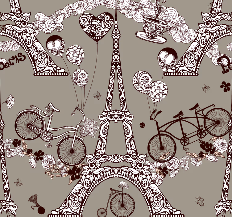 Papier peint ville vignettes parisiennes - TenStickers