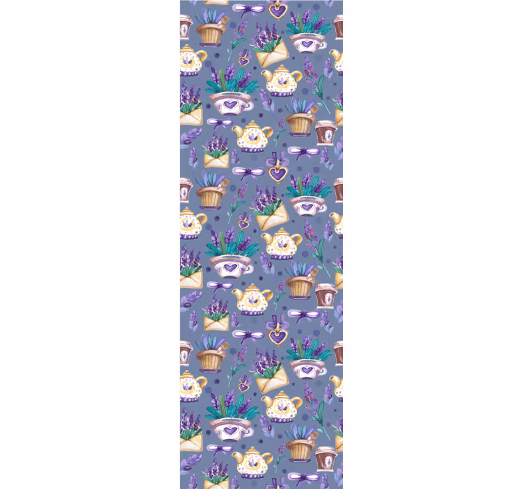 Papier peint ornemental motif lavande à l'heure du thé - TenStickers