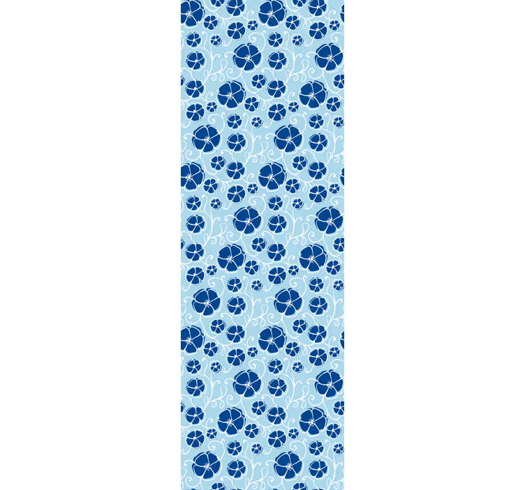 Papier peint fleuri carreaux floraux bleus - TenStickers