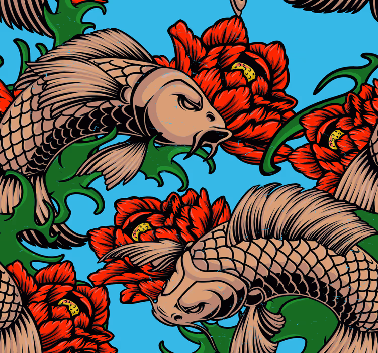 Papier peint chats fusion florale féline - TenStickers