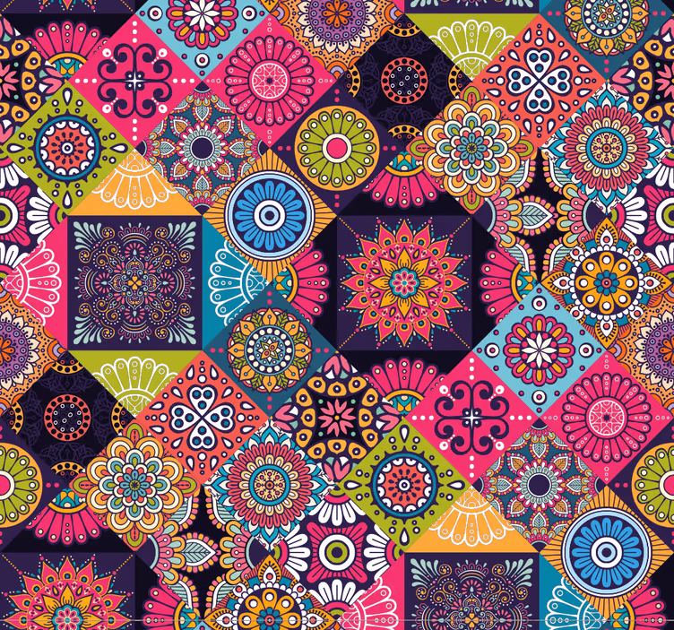 Papier peint carrelage Carreaux de mandala sombre - TenStickers