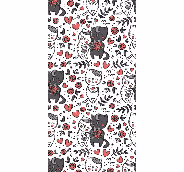 Papier peint chats délice floral félin - TenStickers