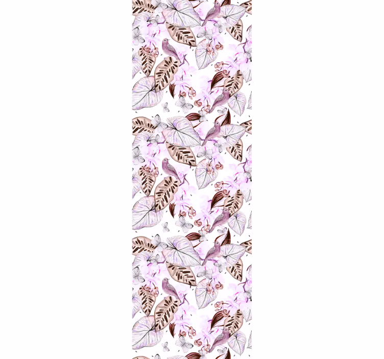 Papier peint feuillage motif botanique papillon - TenStickers