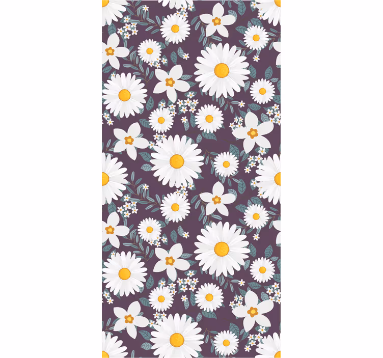 Papier peint floral motif botanique de marguerite - TenStickers