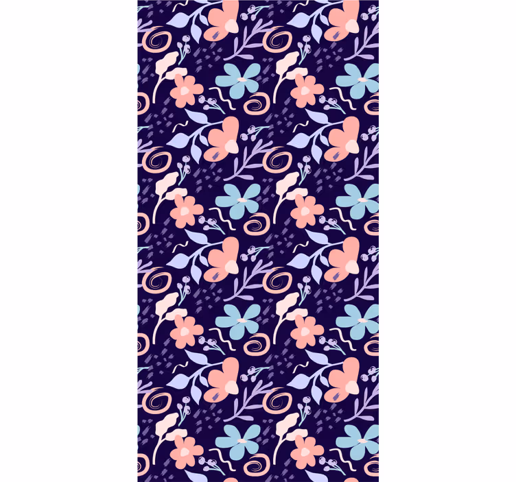 Papier peint fleurs motifs bleus et violets plantes abstrait - TenStickers