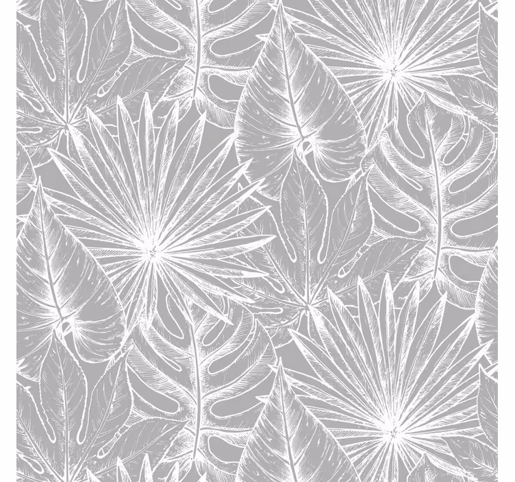 Papier peint nature Palmier tropical gris clair - TenStickers