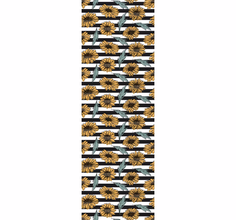 Papier peint fleuri rayures de tournesol - TenStickers
