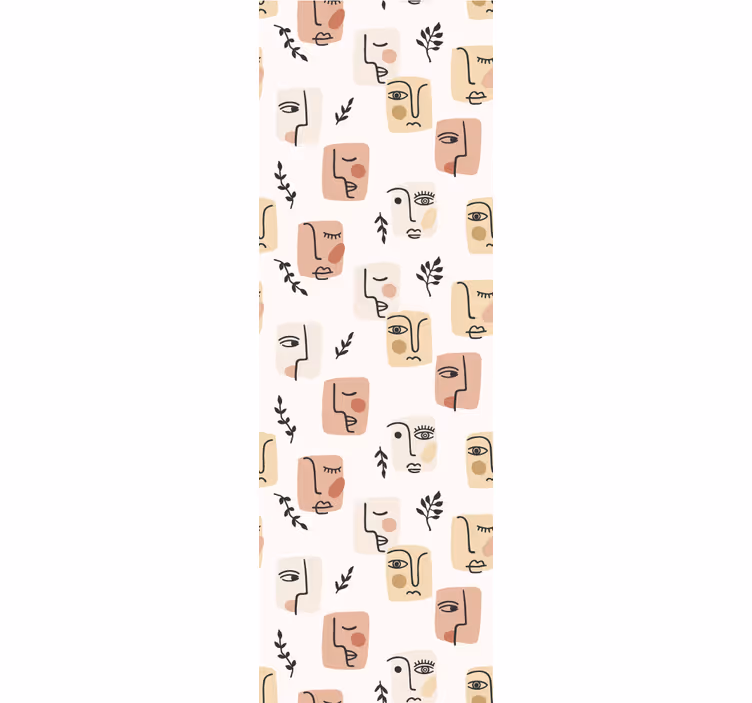 Papier peint art motifs faciaux abstraits - TenStickers