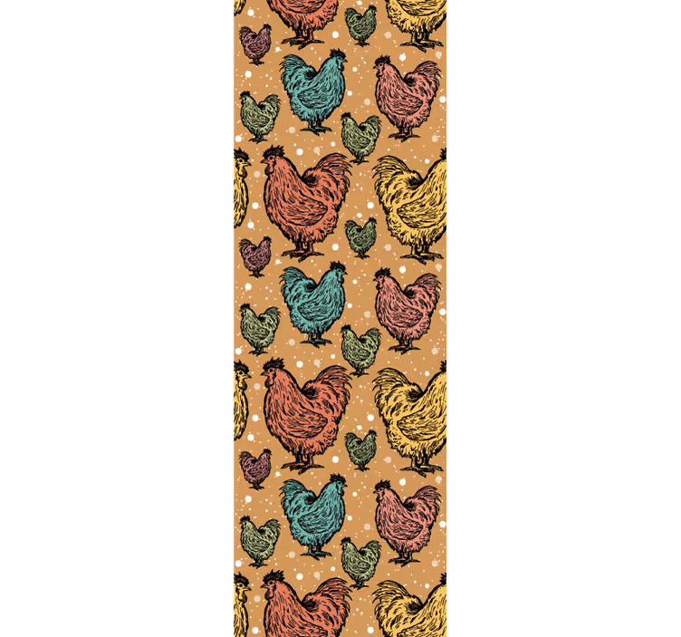 Papier peint animaux motif de coq coloré - TenStickers
