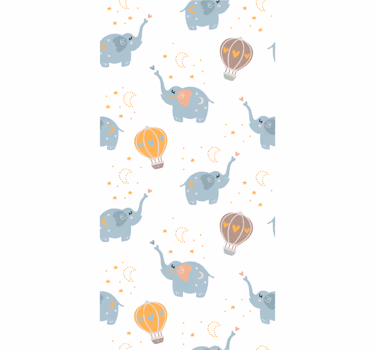 Papier peint chambre bébé danse d'éléphants et ballons - TenStickers