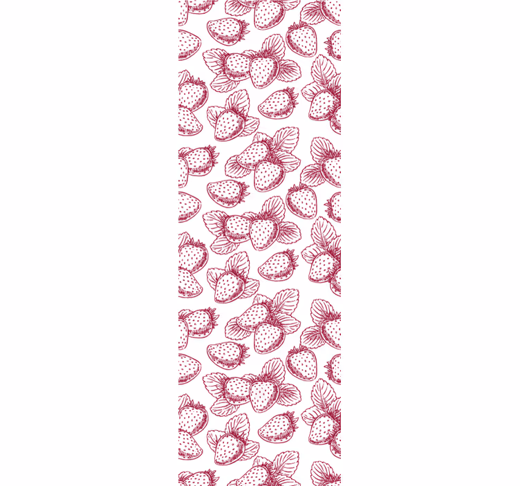 Papier peint cuisine violet croquis de fraises - TenStickers