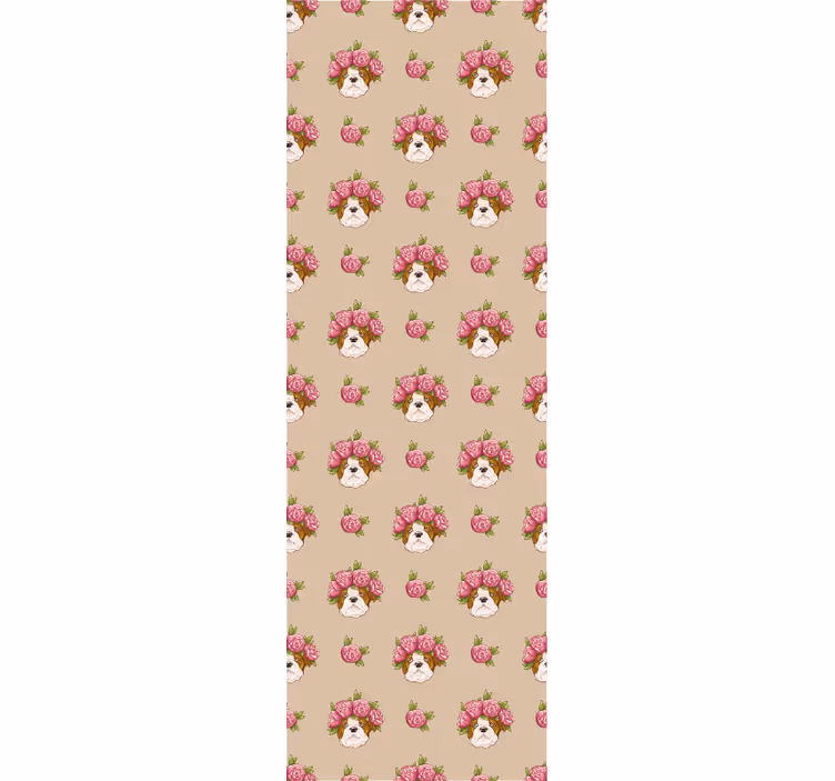 Papier peint chiens motif canin floral - TenStickers