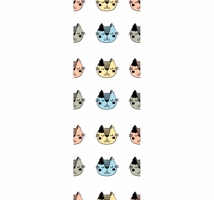 Papier peint chats visages félins de dessin animé - TenStickers