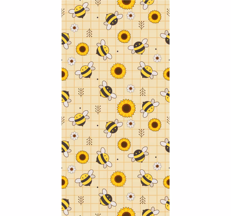 Papier peint animaux modèle de tournesol d'abeille - TenStickers