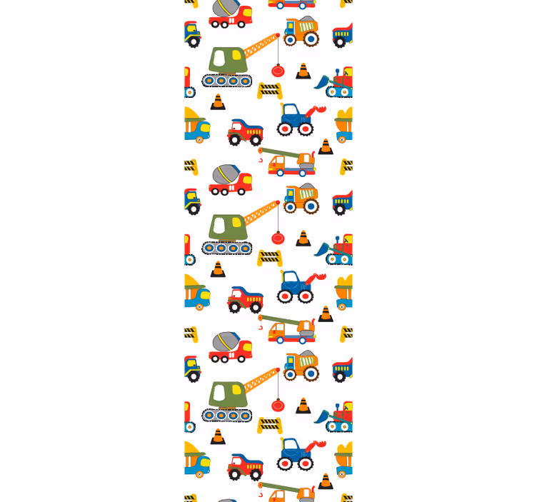 Papier peint chambre enfant véhicules de construction - TenStickers