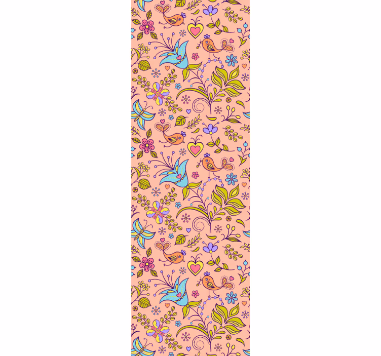 Papier peint ornemental motif d'oiseau floral - TenStickers