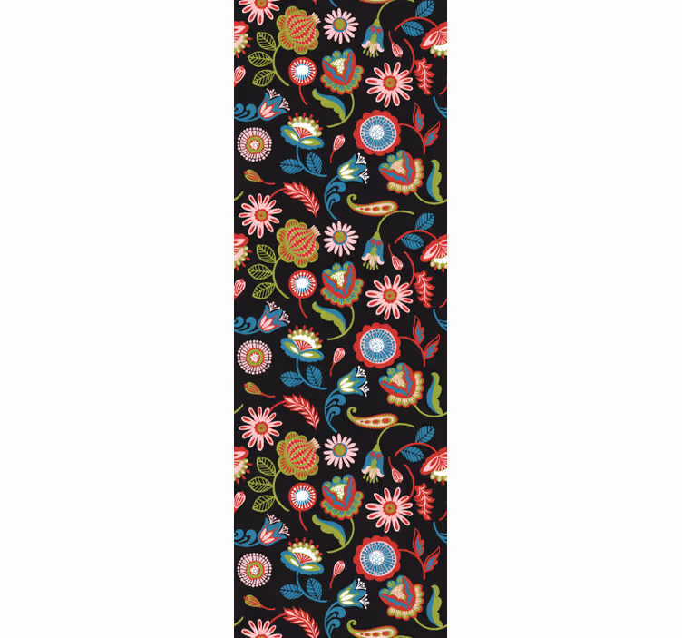 Papier peint fleuri motif floral folklorique - TenStickers