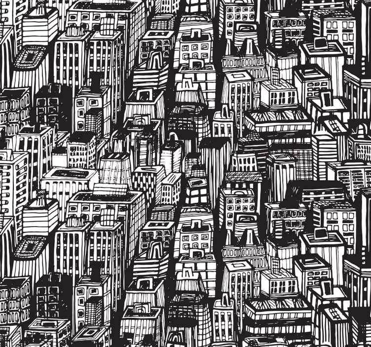 Papier peint ville chaos de croquis urbains - TenStickers