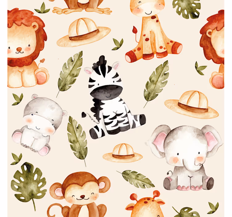 Papier peint animaux de safari en aquarelle - TenStickers