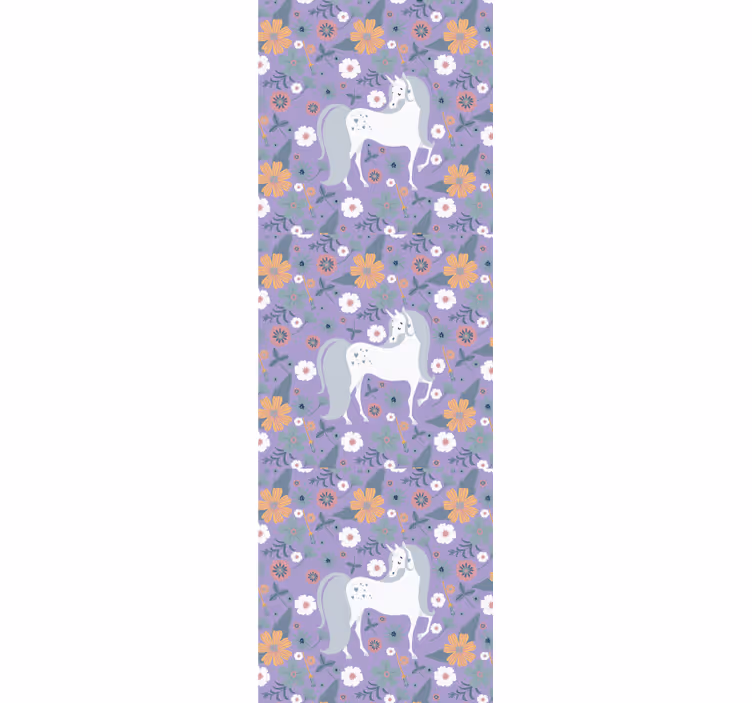 Papier peint animaux motif floral licorne - TenStickers