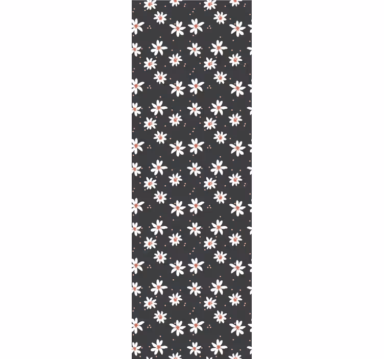 Papier peint floral motif blanc sur noir - TenStickers