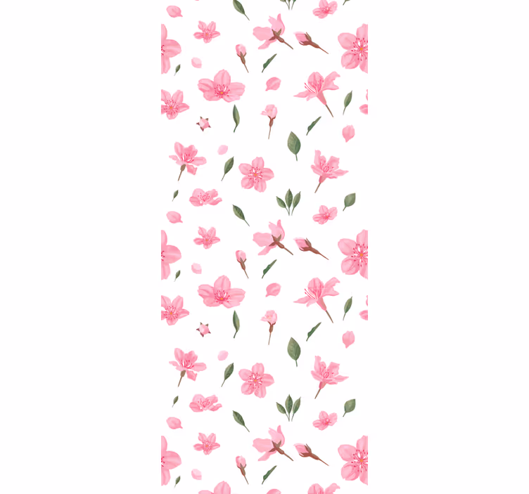 Papier peint floral motif rose sur blanc - TenStickers