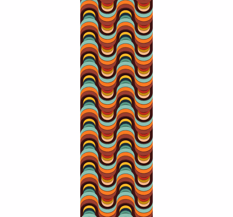 Papier peint formes géometriques motif ondulé rétro - TenStickers