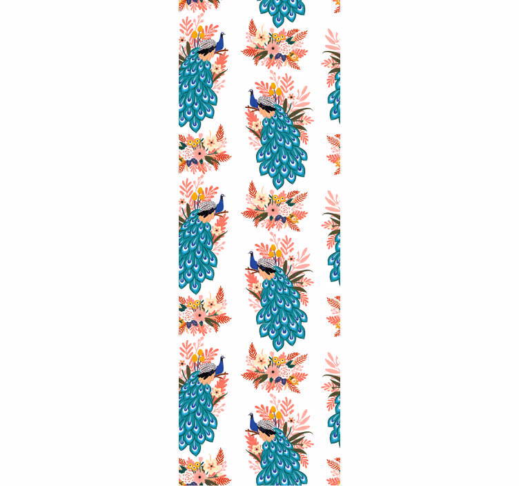 Papier peint oiseaux motif paon - TenStickers