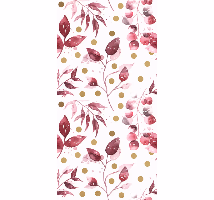 Papier peint fleuri motif à pois botanique - TenStickers