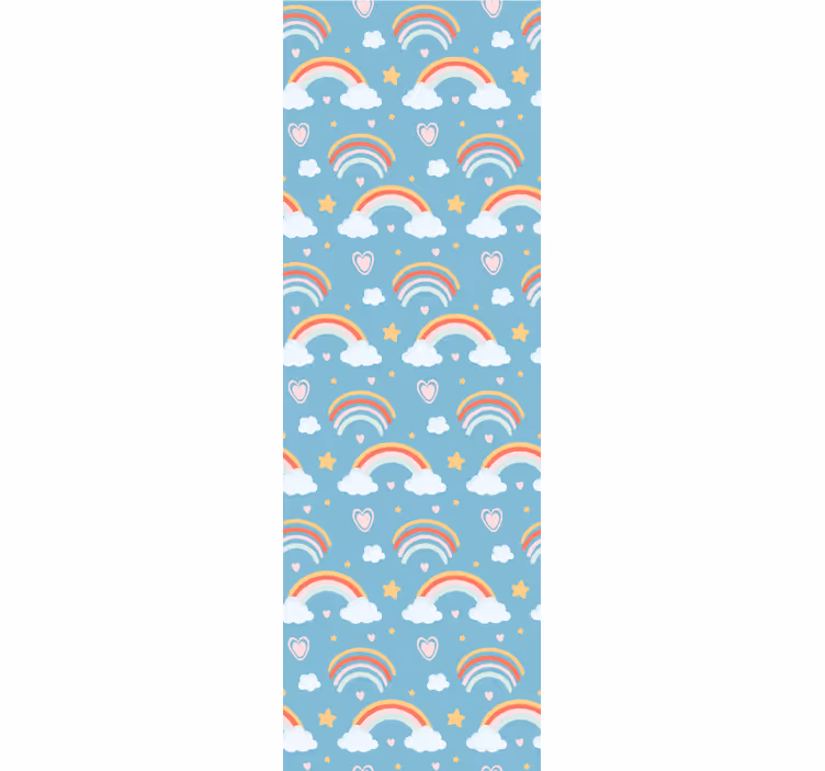 Papier peint chambre bébé nuages arc-en-ciel ludiques - TenStickers