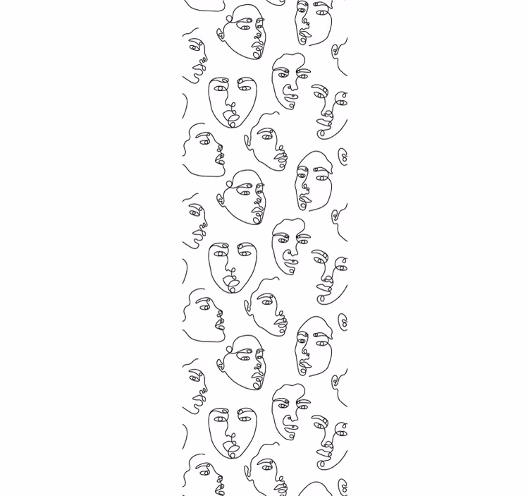 Papier peint art visages de dessin au trait - TenStickers