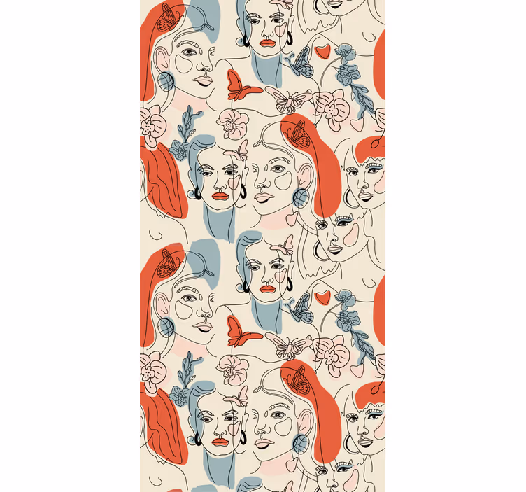 Papier peint art dessin au trait féminin - TenStickers