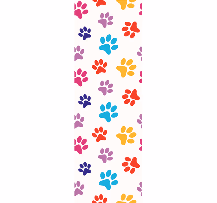 Papier peint chiens motifs de pattes colorés - TenStickers
