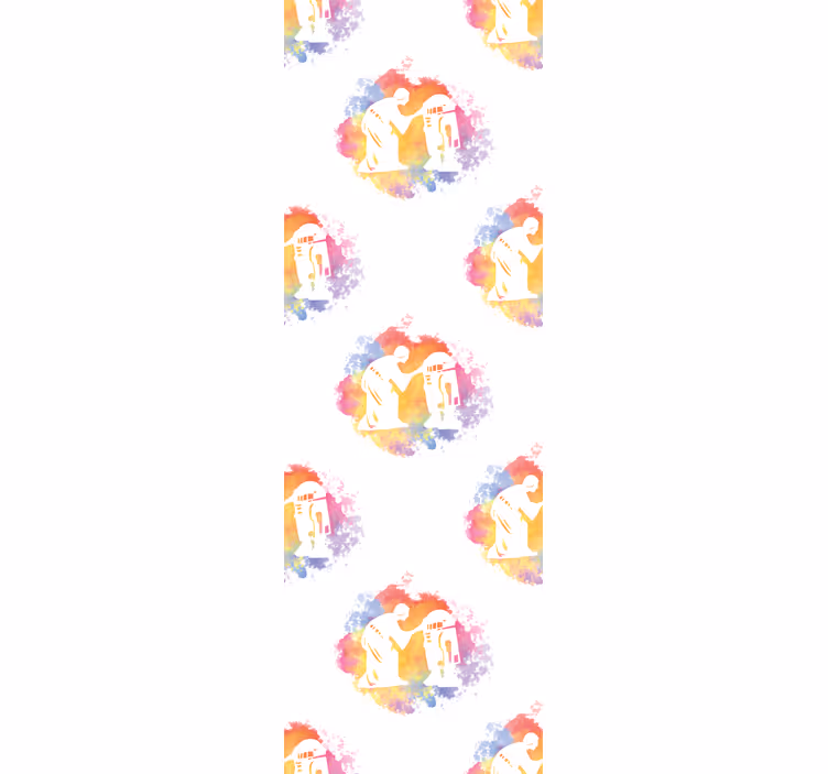 Papier peint art silhouette de couple abstrait - TenStickers
