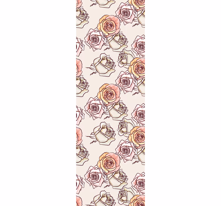 Papier peint floral roses de carnet de croquis - TenStickers