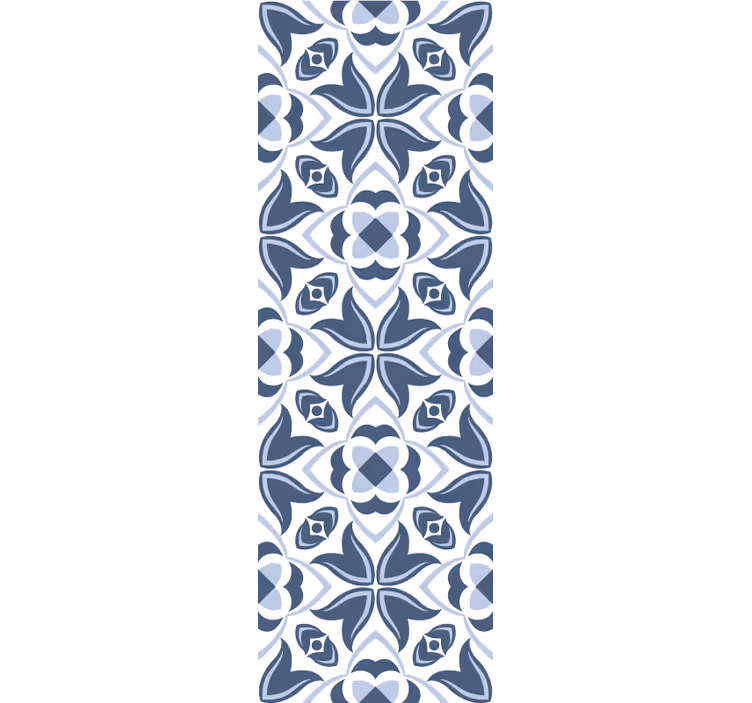 Papier peint carrelage fleurs géométriques bleues - TenStickers