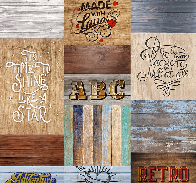 Papier peint salon style de lettrage en bois inspirant - TenStickers