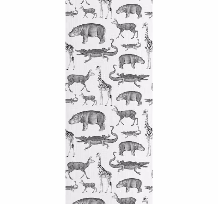 Papier peint animaux motif gris tropical - TenStickers