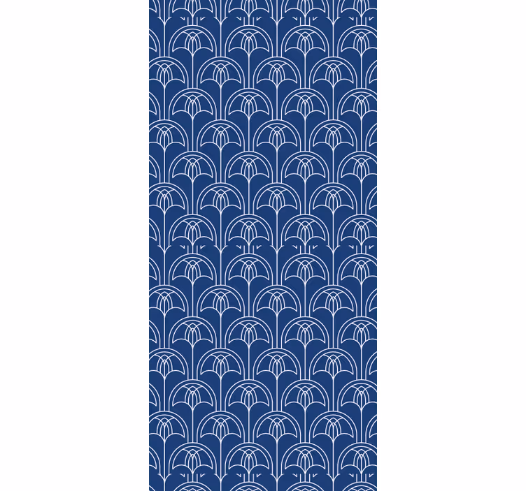 Papier peint fleuri motif de contour bleu - TenStickers