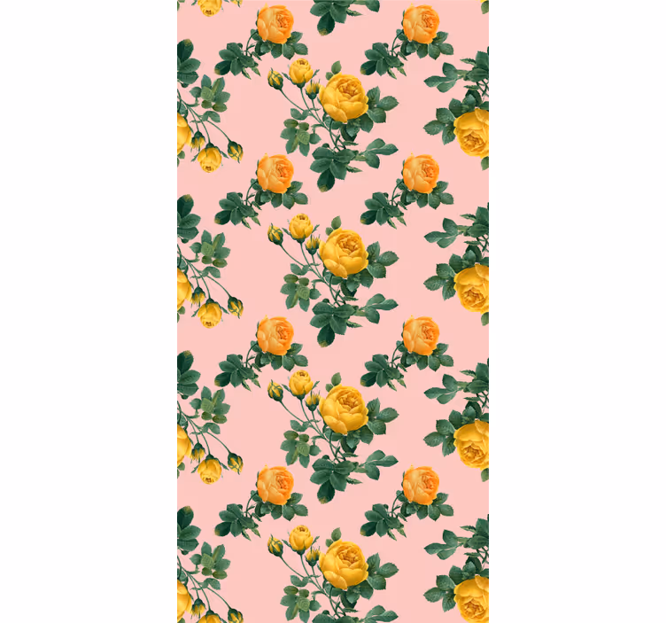 Papier peint floral motifs de roses jaunes - TenStickers